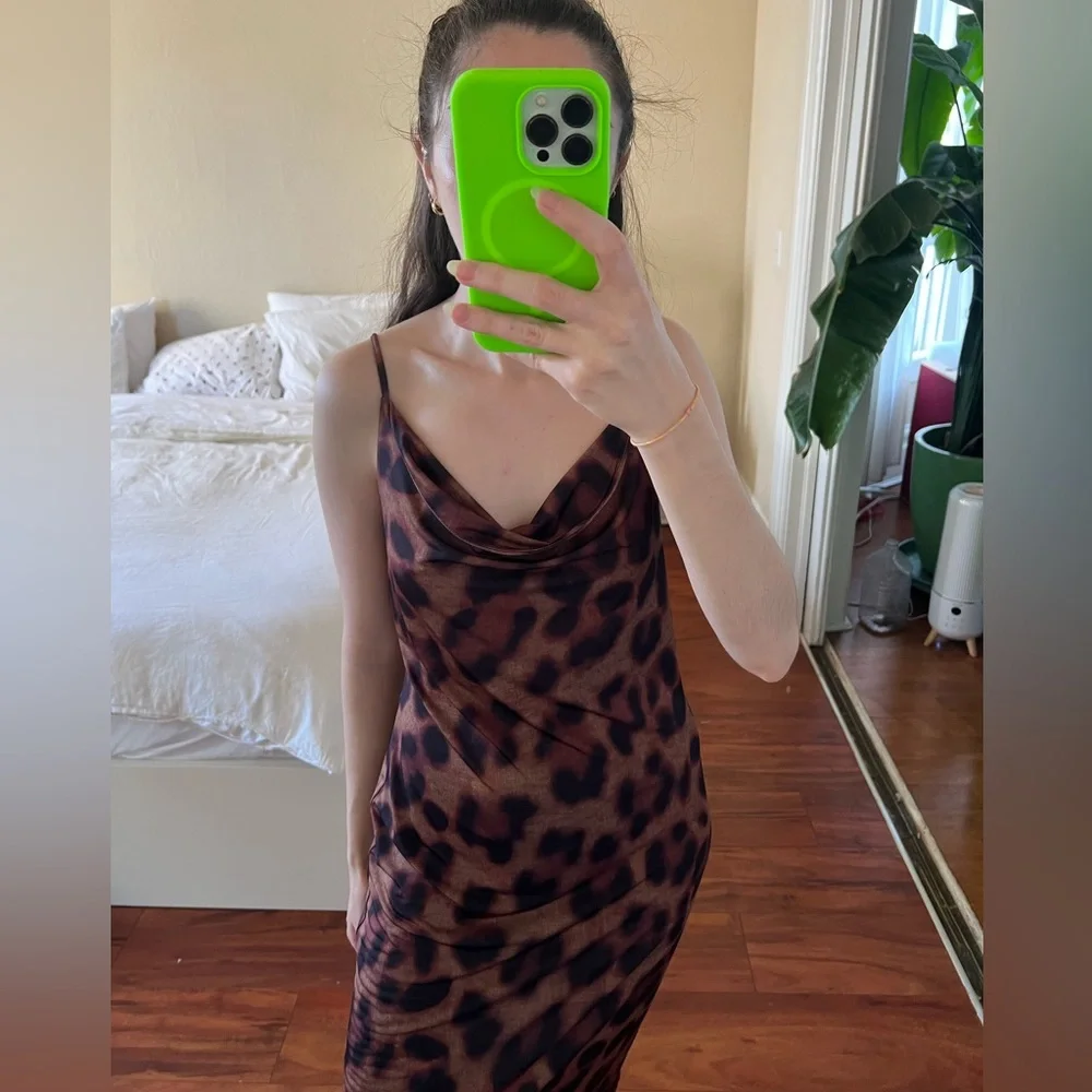L’agence Cowl Neck Leopard Slip Dress - Picture 3 of 10